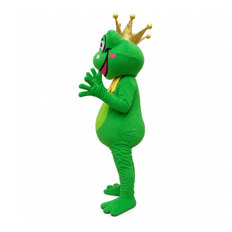 Funny Smiling Frog With Crown Mascot Costume For Adult