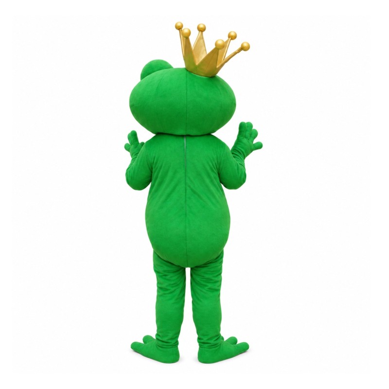 Funny Smiling Frog With Crown Mascot Costume For Adult