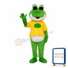 Lovely Cartoon Smiling Frog With Yellow Shirt Mascot Costume