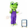 Adult Size Frog With Purple Rompers Mascot Costume