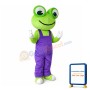 Adult Size Frog With Purple Rompers Mascot Costume