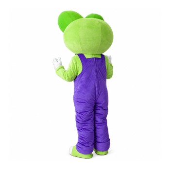 Adult Size Frog With Purple Rompers Mascot Costume