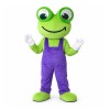 Adult Size Frog With Purple Rompers Mascot Costume