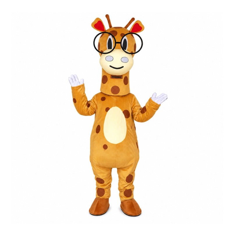New Funny Super Cute Giraffe With Glasses Mascot Costume