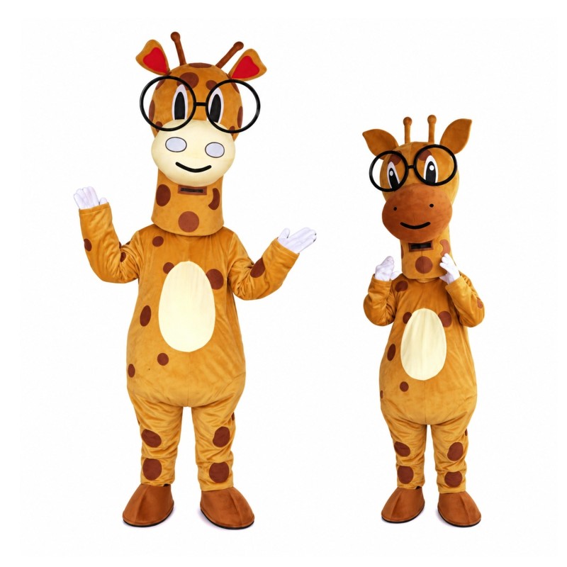 New Funny Super Cute Giraffe With Glasses Mascot Costume