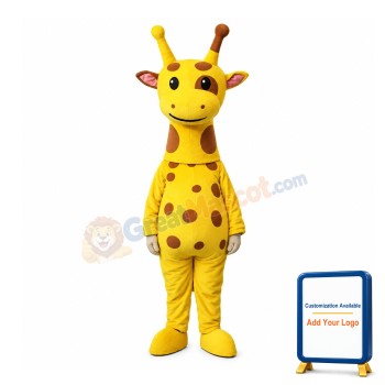 Cute Plush Yellow Giraffe Mascot Costume