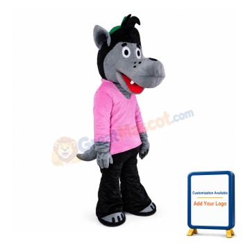 Friendly Wolf With Red Top Mascot Costume