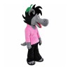 Friendly Wolf With Red Top Mascot Costume