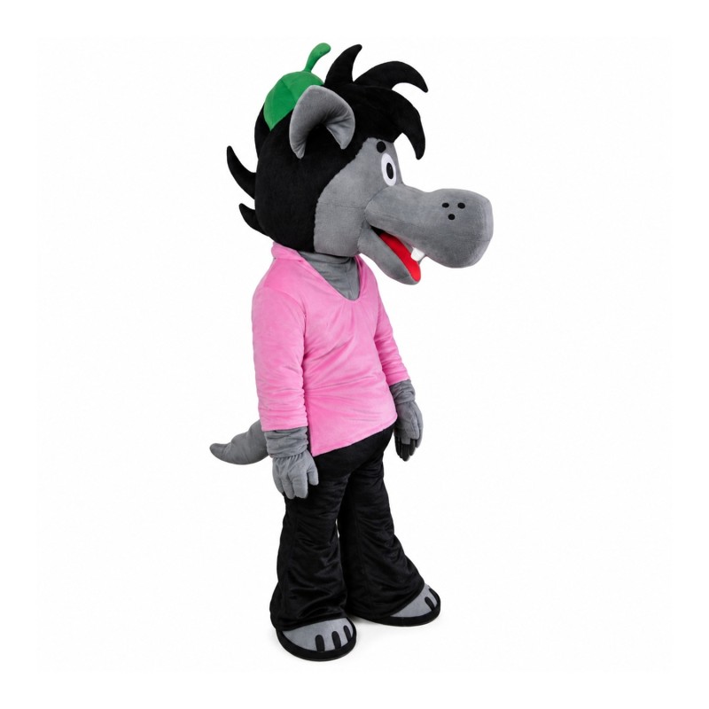 Friendly Wolf With Red Top Mascot Costume