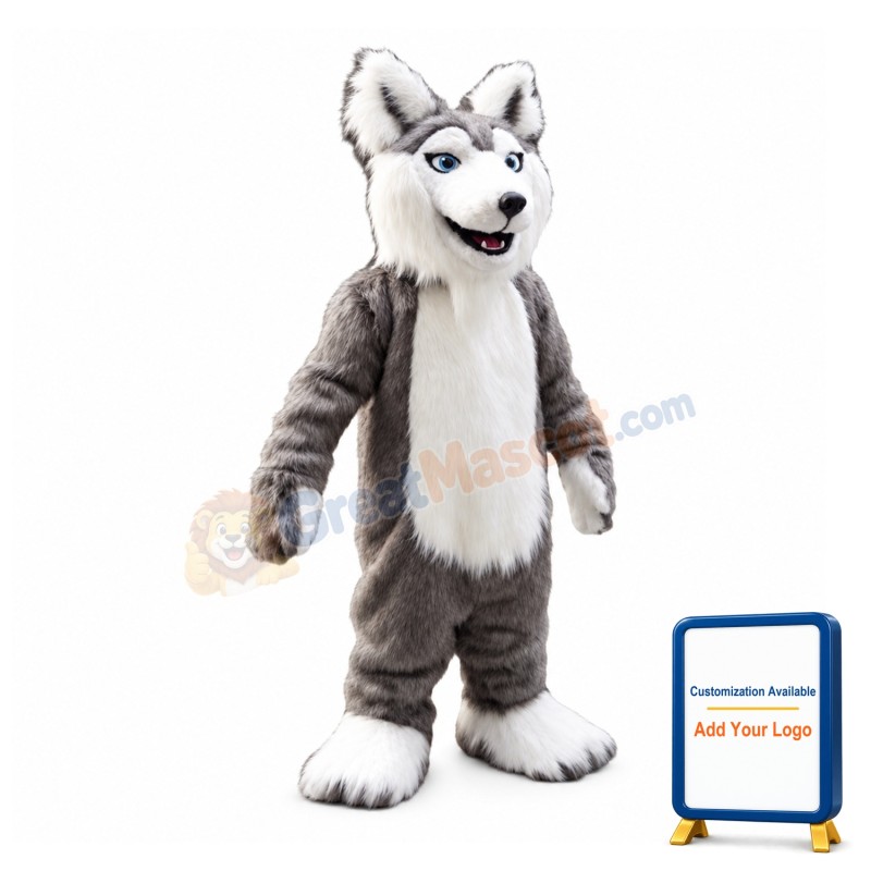 Long Fur Cartoon Wolf Mascot Costume