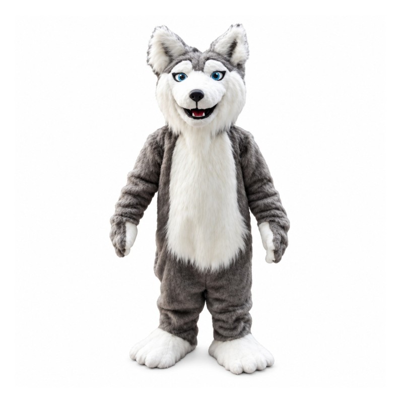 Long Fur Cartoon Wolf Mascot Costume