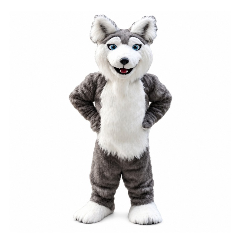 Long Fur Cartoon Wolf Mascot Costume
