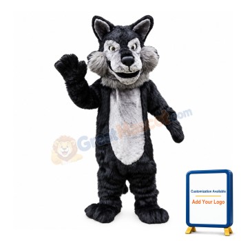 Fancy Cartoon Black Wolf Mascot Costume For Adult