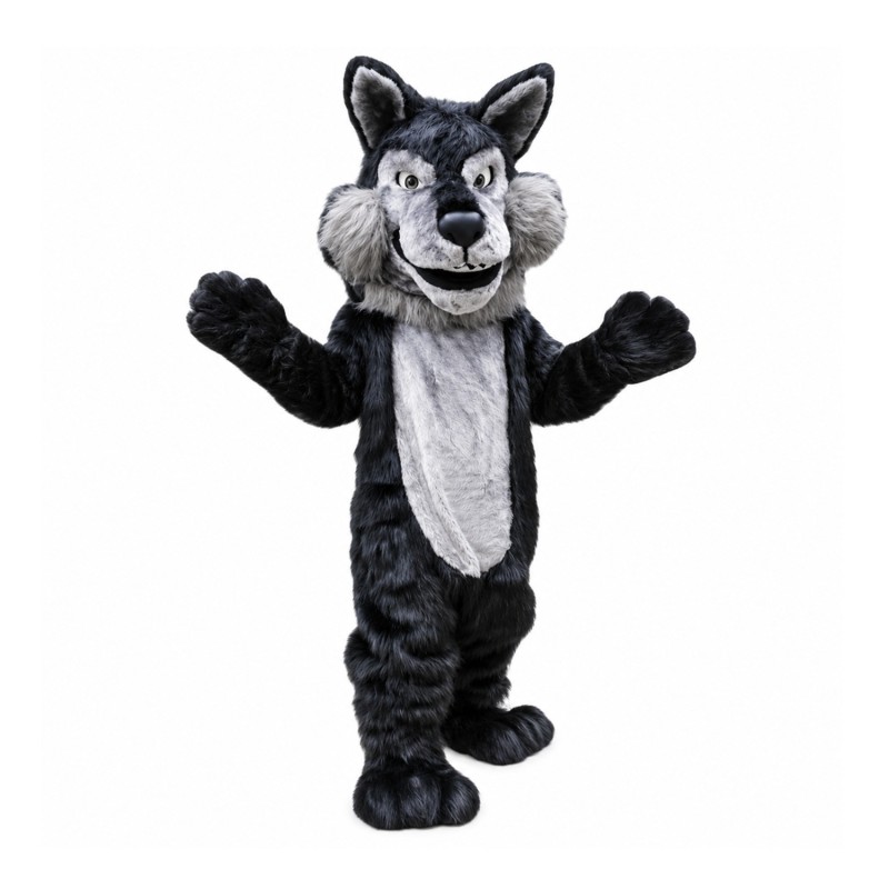 Fancy Cartoon Black Wolf Mascot Costume For Adult