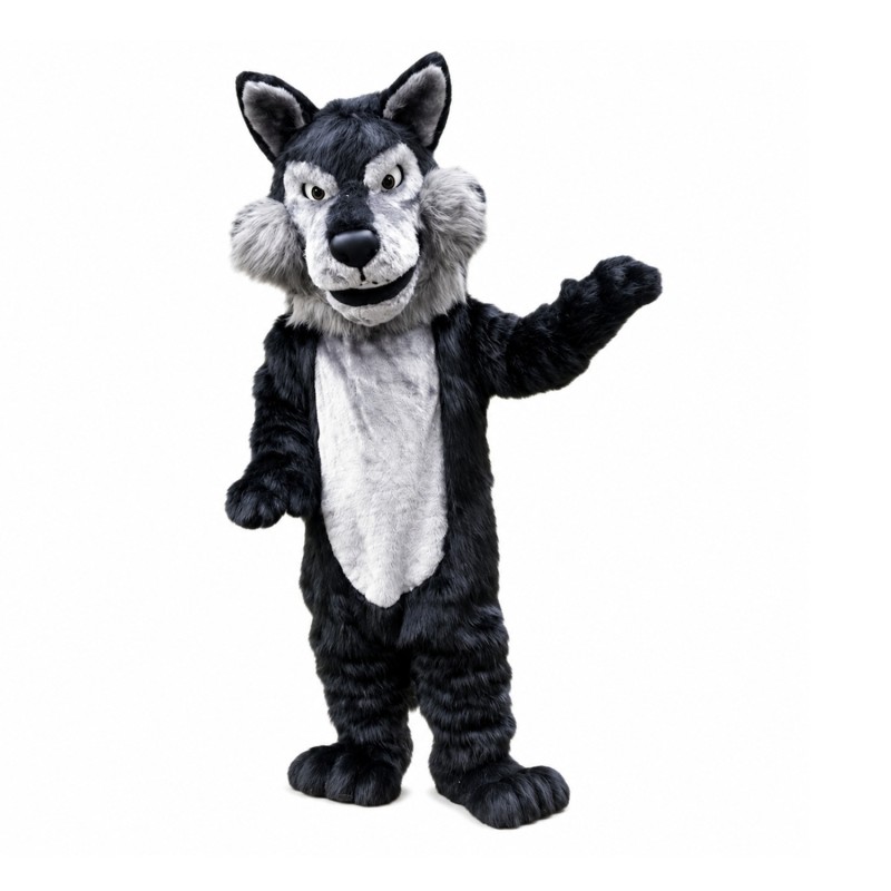Fancy Cartoon Black Wolf Mascot Costume For Adult