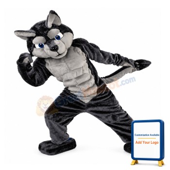 Strong Black & Grey Wolf Mascot Costume