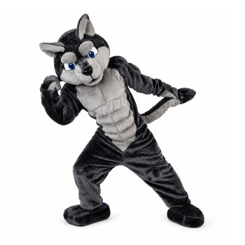 Strong Black & Grey Wolf Mascot Costume