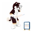 Long Fur Brown & White Wolf Mascot Costume