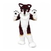 Long Fur Brown & White Wolf Mascot Costume