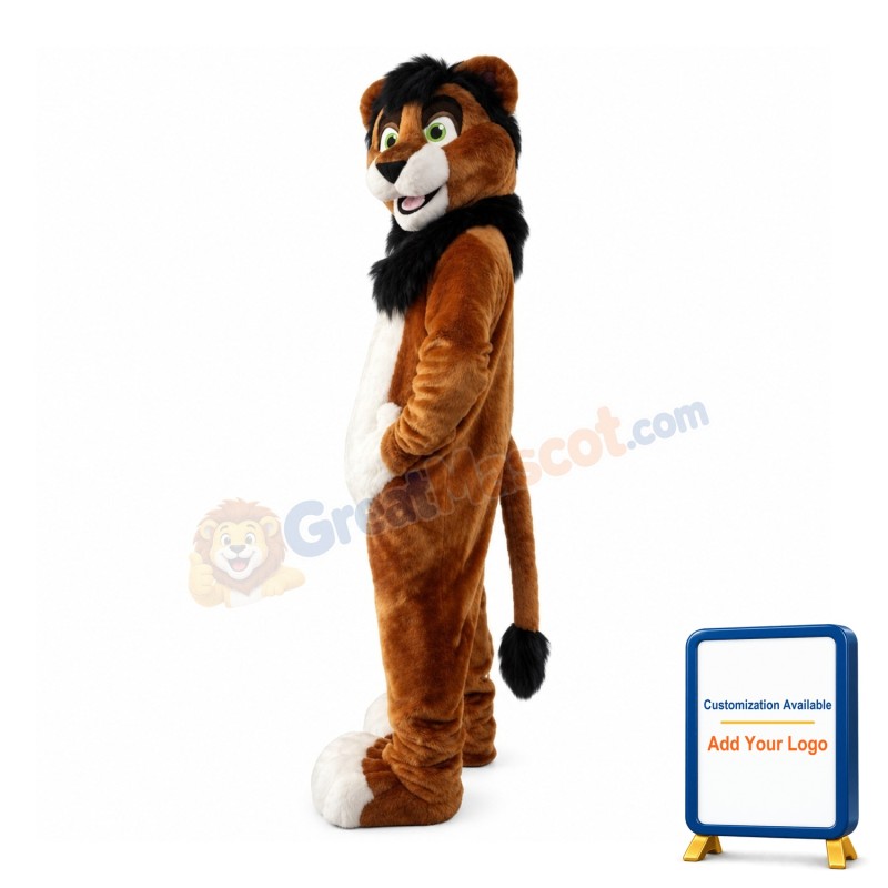 Long Fur Happy Lion Mascot Costume For Party