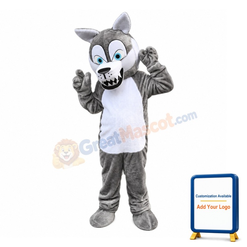Cartoon Plush Grey Wolf Mascot Costume