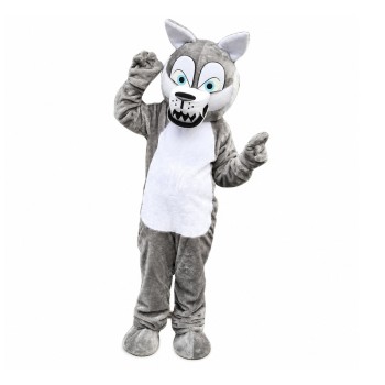 Cartoon Plush Grey Wolf Mascot Costume
