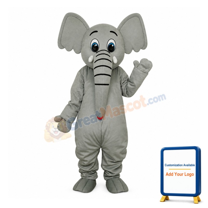 Adult Size Classic Cartoon Grey Elephant Mascot Costume