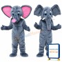Lovely Grey Elephant With Pink Ears Mascot Costume