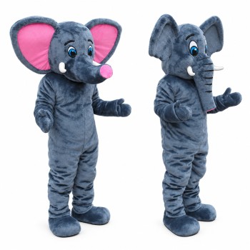 Lovely Grey Elephant With Pink Ears Mascot Costume