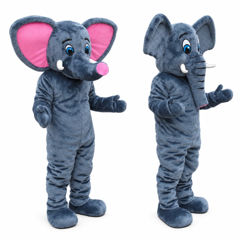 Lovely Grey Elephant With Pink Ears Mascot Costume