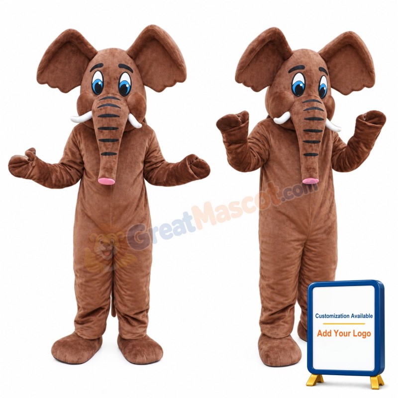 Unisex Plush Brown Elephant Mascot Costume For Party
