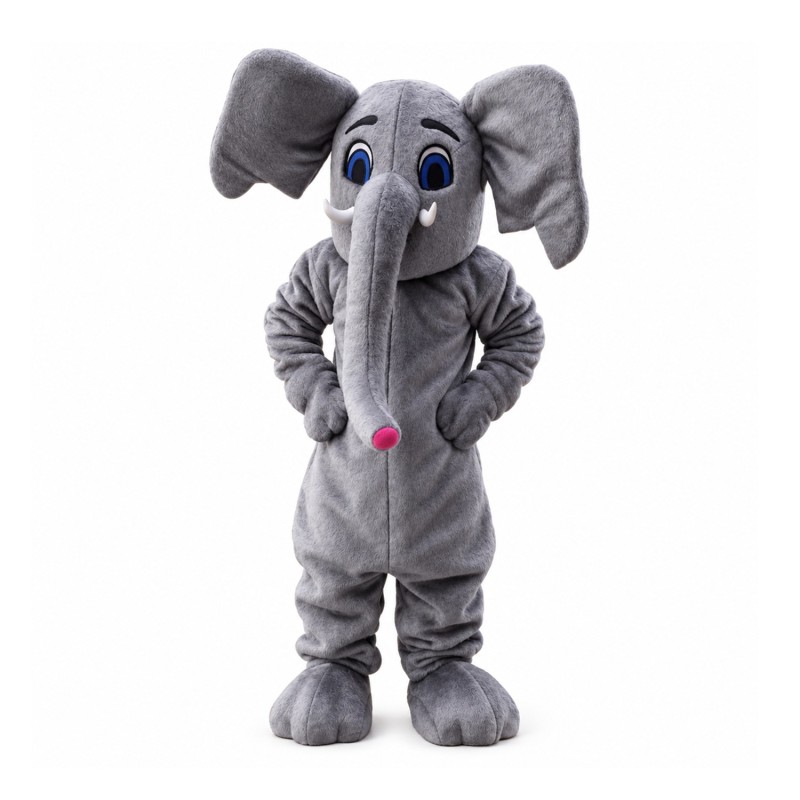 Cartoon Grey Elephant Mascot Costume