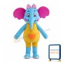 Lovely Cartoon Blue Elephant With Yellow Clothes Mascot Costume