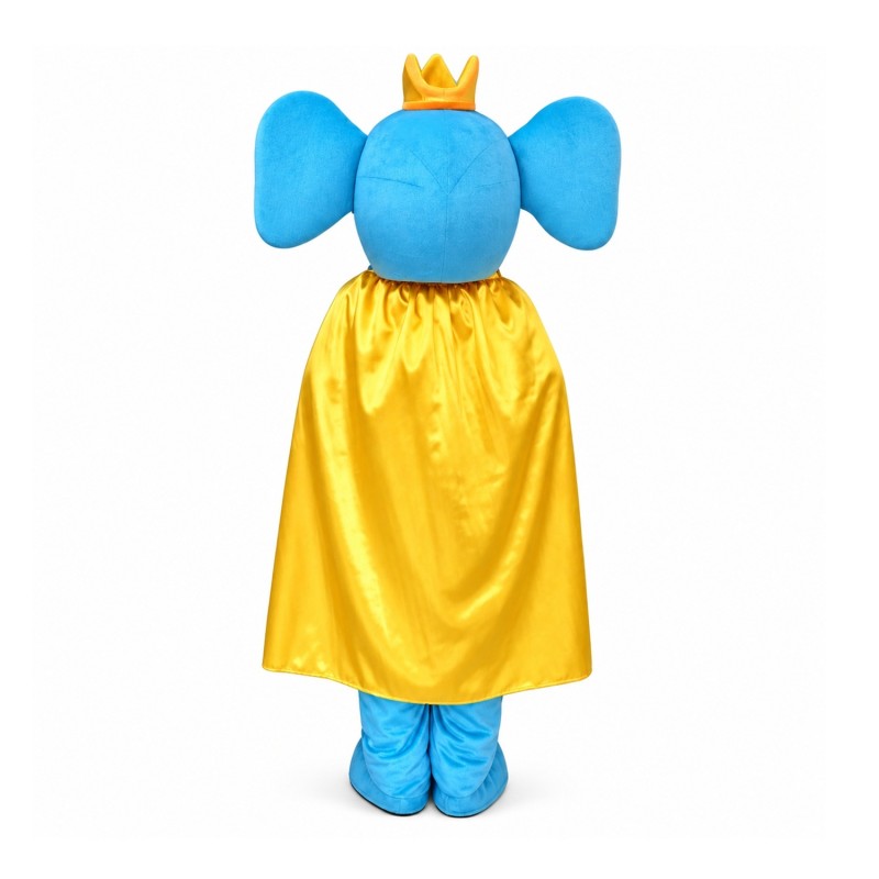 Lovely Cartoon Blue Elephant With Yellow Cloak Mascot Costume