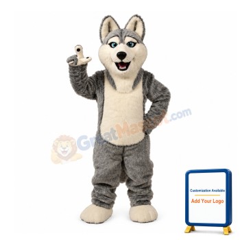 Friendly Grey Dog Mascot Costume For Event