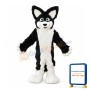 Funny Plush Black & White Dog Mascot Costume