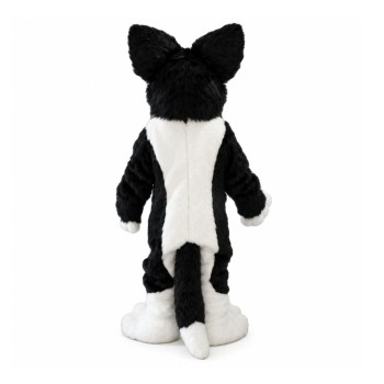 Funny Plush Black & White Dog Mascot Costume