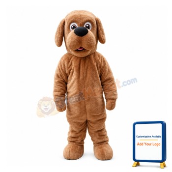 Adult Cartoon Polite Brown Dog Mascot Costume