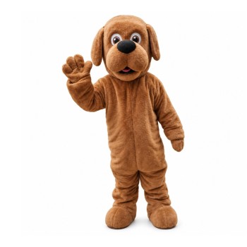 Adult Cartoon Polite Brown Dog Mascot Costume