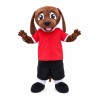 Unisex Super Cute Brown Dog With Red Top Mascot Costume