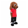 Unisex Super Cute Brown Dog With Red Top Mascot Costume