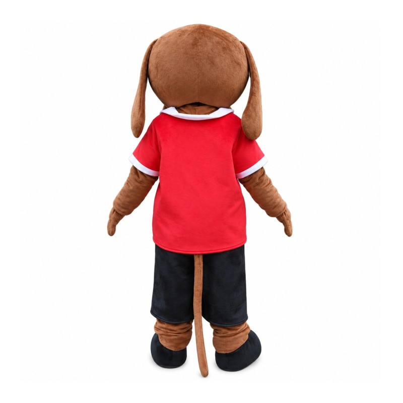 Unisex Super Cute Brown Dog With Red Top Mascot Costume