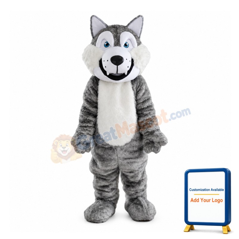 Gray Dog Mascot Costume