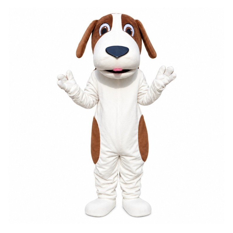 Lovely White & Brown Dog Mascot Costume