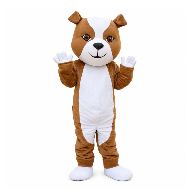 Friendly Brown & White Dog Mascot Costume