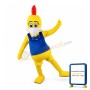 New Cartoon Yellow Chicken With Blue Top Mascot Costume