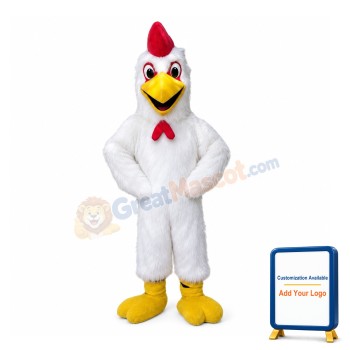 Fancy Cartoon White Chicken Mascot Costume