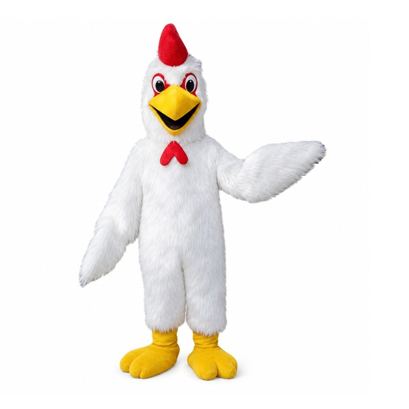 Fancy Cartoon White Chicken Mascot Costume