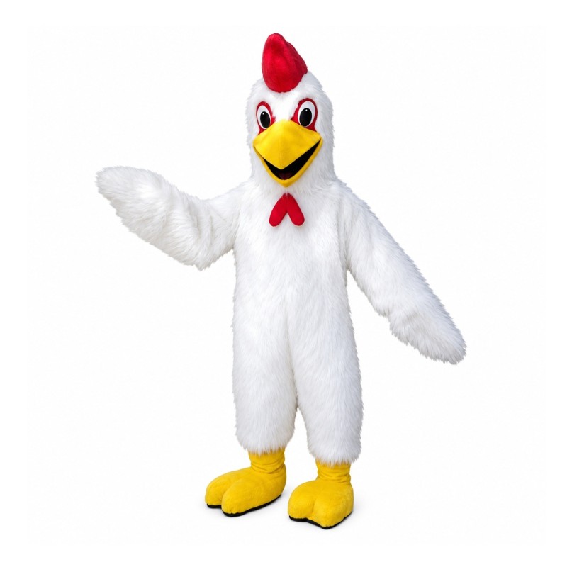 Fancy Cartoon White Chicken Mascot Costume