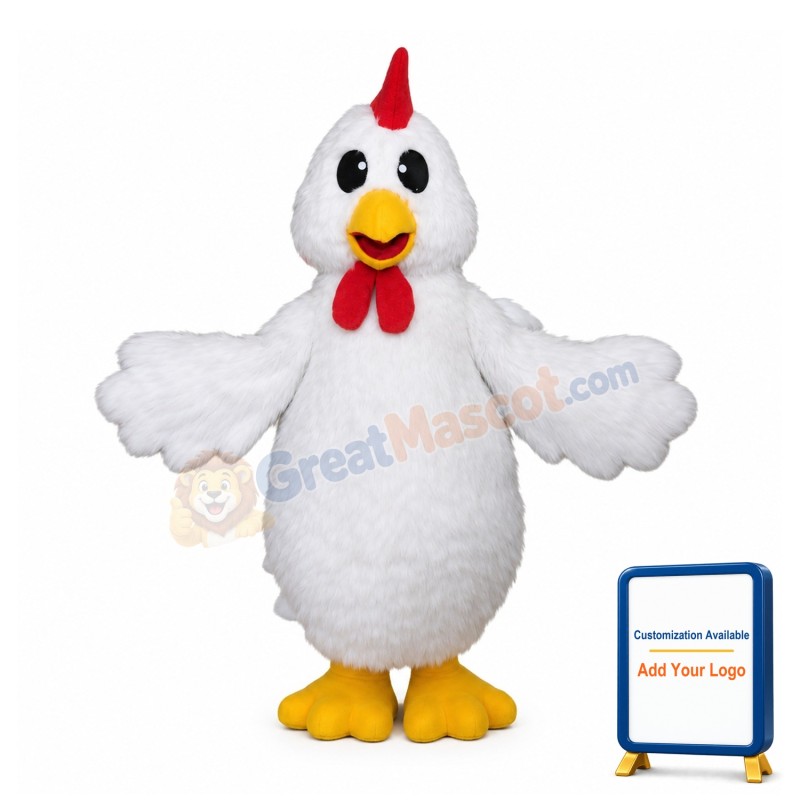 Cute Cartoon White Little Chicken Mascot Costume
